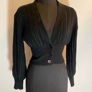 Wilfred cropped black button sweater cardigan, XS